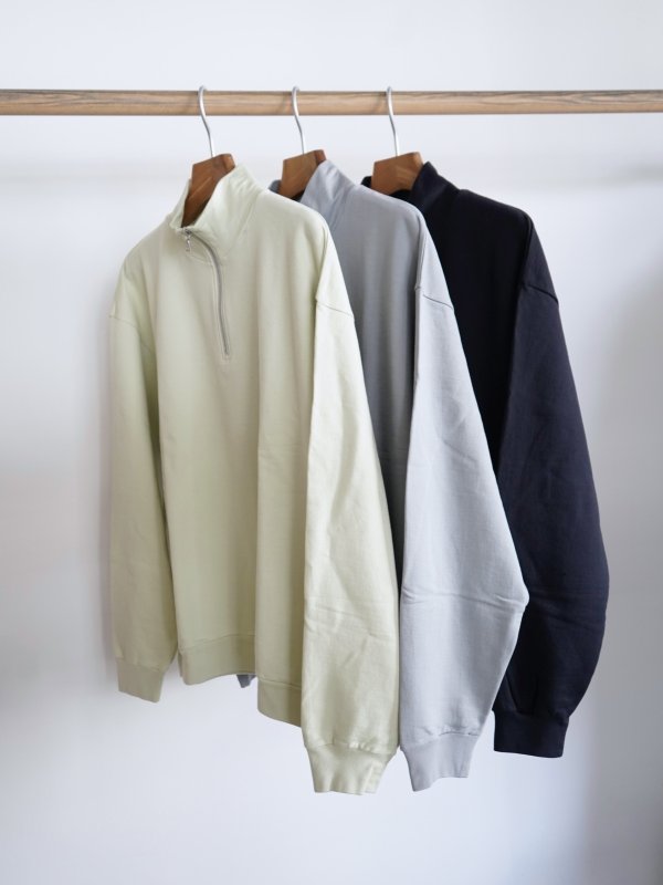 画像1: 「AURALEE」 ELASTIC HIGH GAUGE SWEAT HALF ZIP P/O (1)