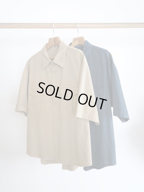 PRODUCT DYED FINX GABARDINE HALF SLEEVED SHIRT - AURALEE