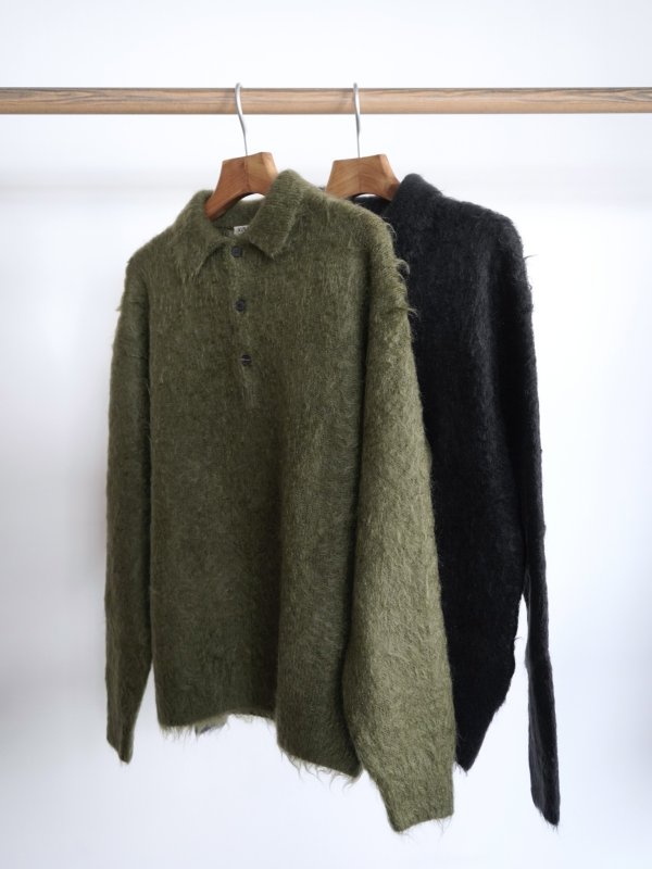 画像1: 「AURALEE」 BRUSHED SUPER KID MOHAIR KNIT POLO (1)