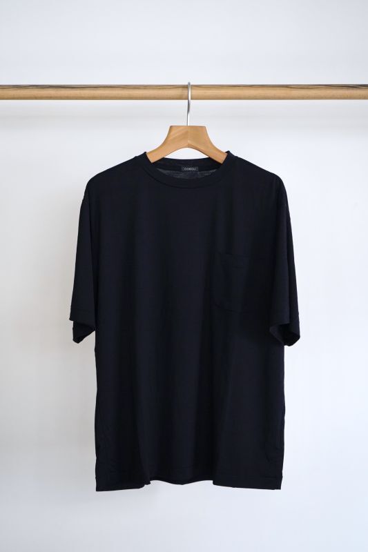 特売品コーナー Comoli ウール天竺半袖　Tシャツ　Navy サイズ4 Tシャツ/カットソー(半袖/袖なし)