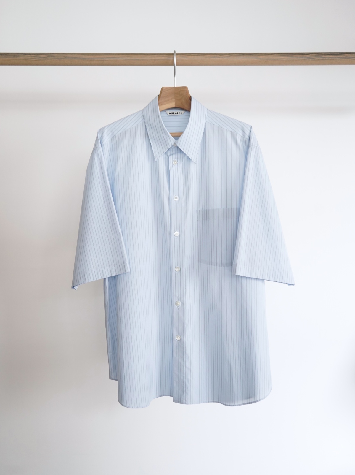 AURALEE」 SUVIN HIGH COUNT CLOTH STRIPE HALF SLEEVE SHIRT