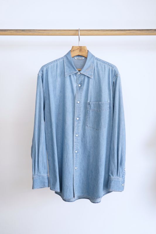 AURALEE」 SELVEDGE SUPER LIGHT DENIM SHIRT - BROWN'S