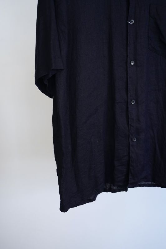 COMOLI ｜ リネンツイル 半袖オープンカラーシャツ-
